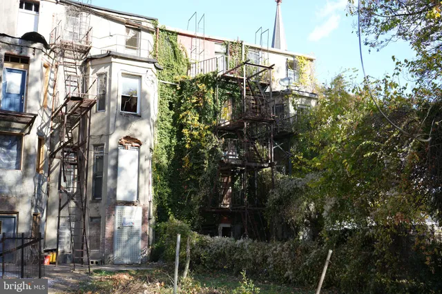 a view of a city street from a building