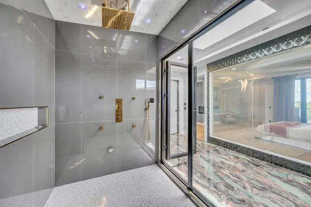 a bathroom with a shower