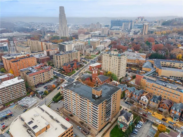 an aerial view of a city