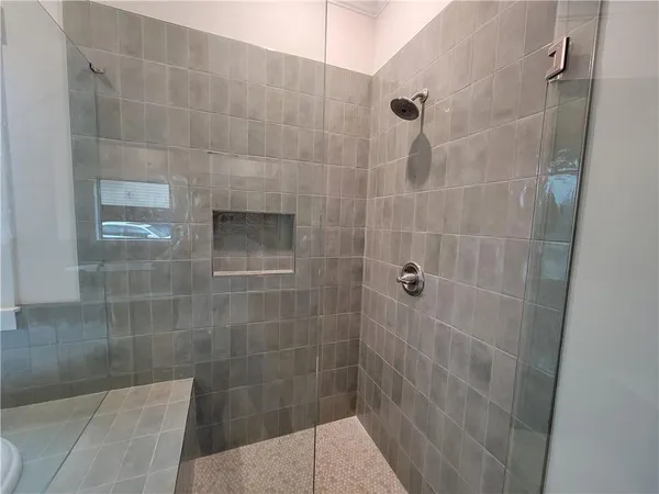 a bathroom with a shower