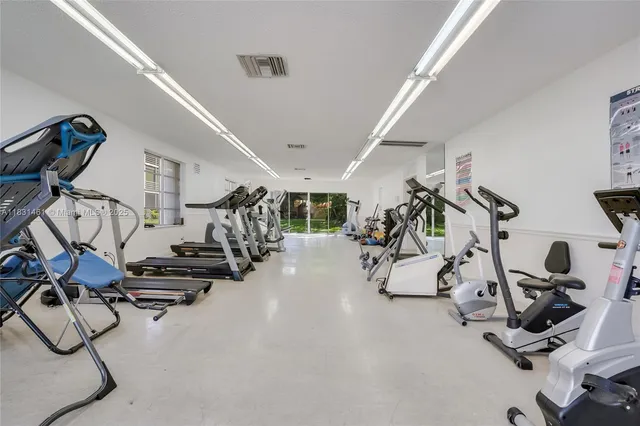 a view of a room with gym equipment