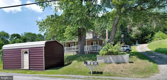 a view of backyard with plants and outdoor seating
