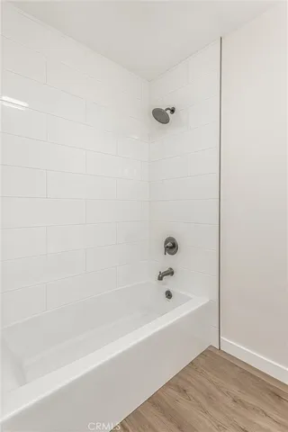 a bathroom with a bathtub