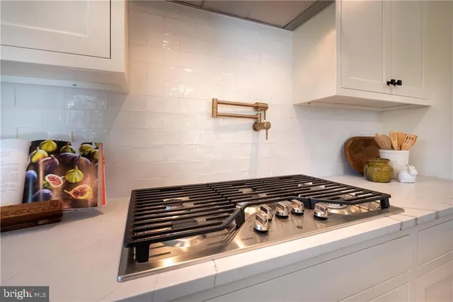 a close view of a stove in the kitchen