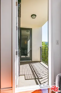 a view of a balcony from door