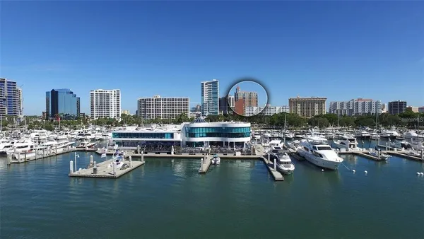 a view of a lake with a city