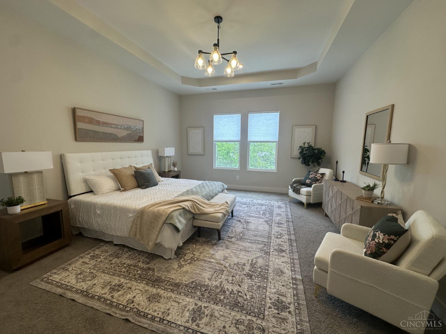 11134 Snider Road Cincinnati, OH 45249 - Photo 18 of 42 Primary bedroom with tray ceiling overlooking the backyard
