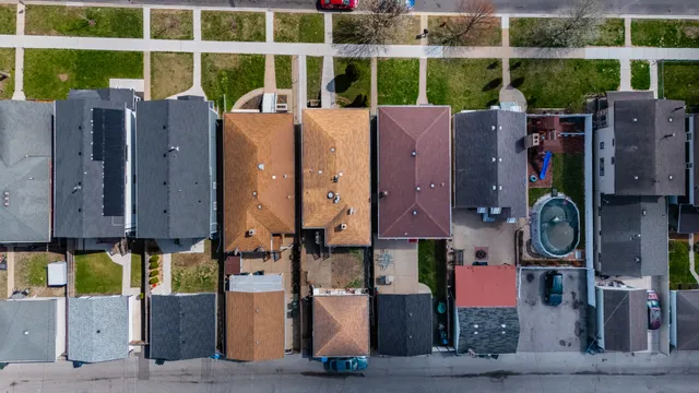 an aerial view of multiple house