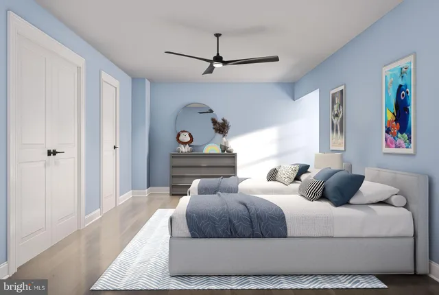 a bedroom with bed and window