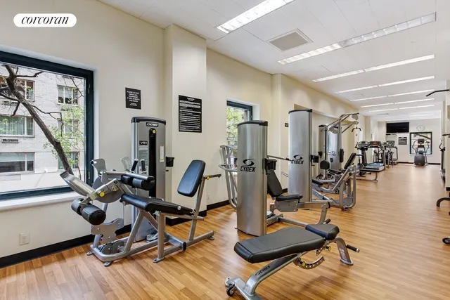 a view of a room with gym equipment
