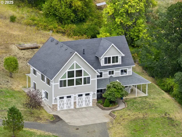 an aerial view of a house