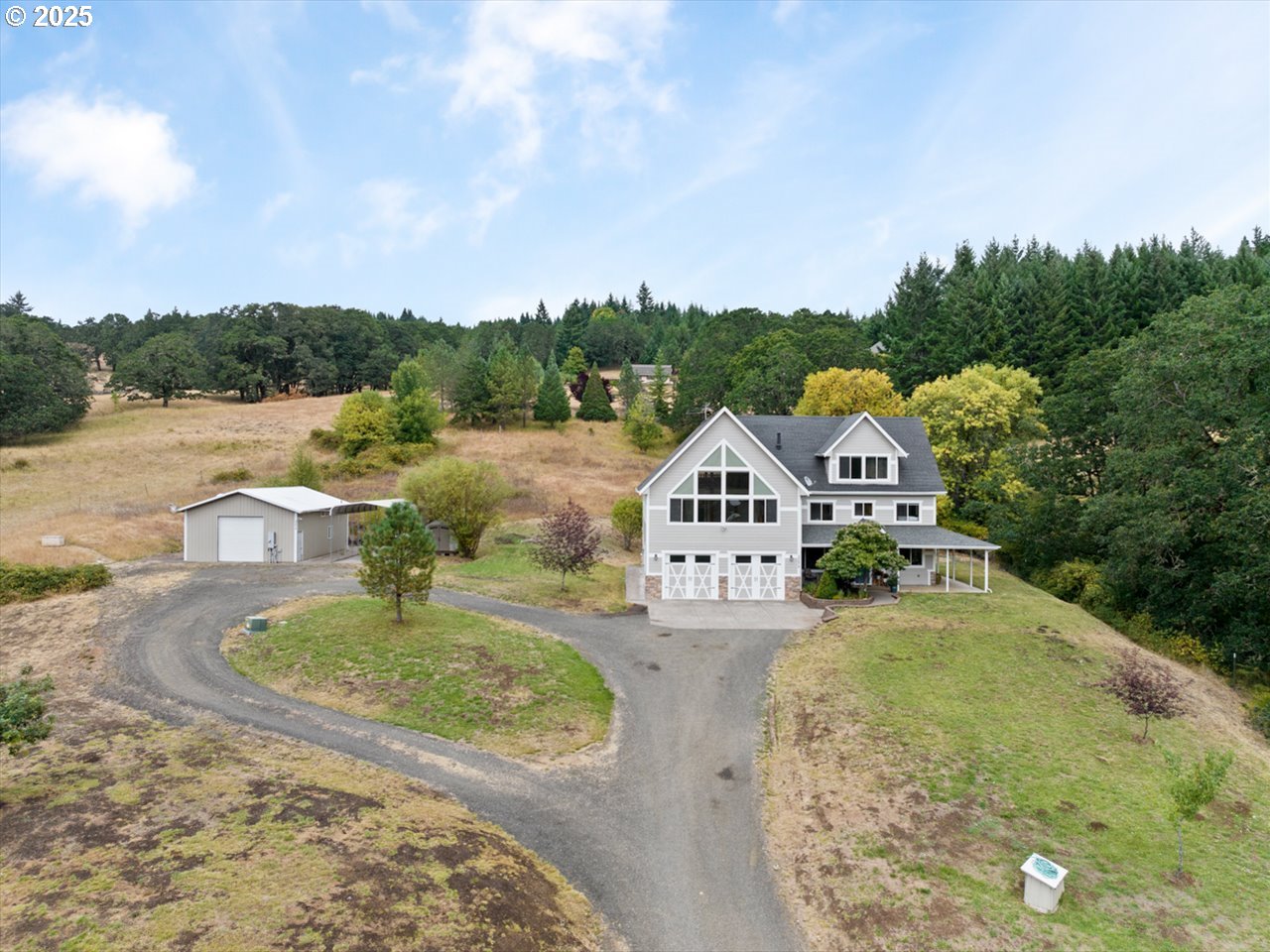 33678 Marys River Estates Road Philomath, OR 97370 - Photo 7 of 48 an aerial view of a house with swimming pool and green space