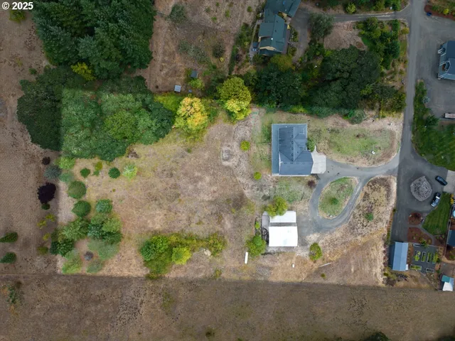 an aerial view of a house