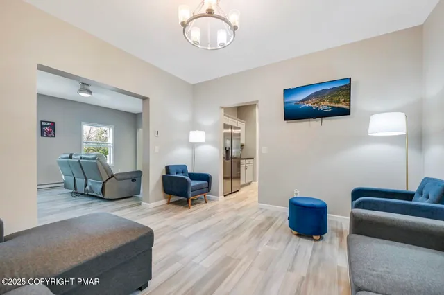a living room with furniture and a flat screen tv
