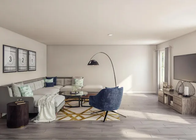 a living room with furniture