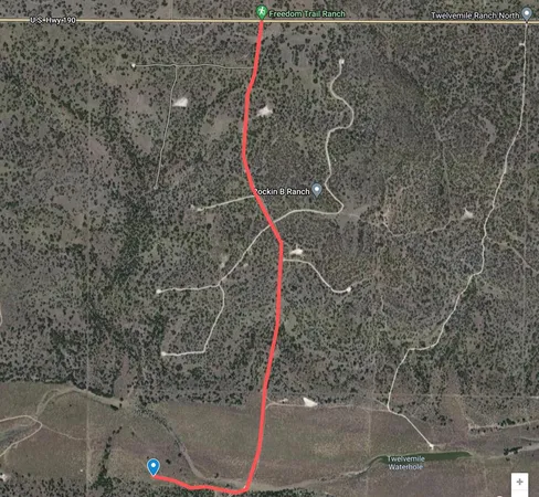 a view of a backyard with large trees and wooden fence