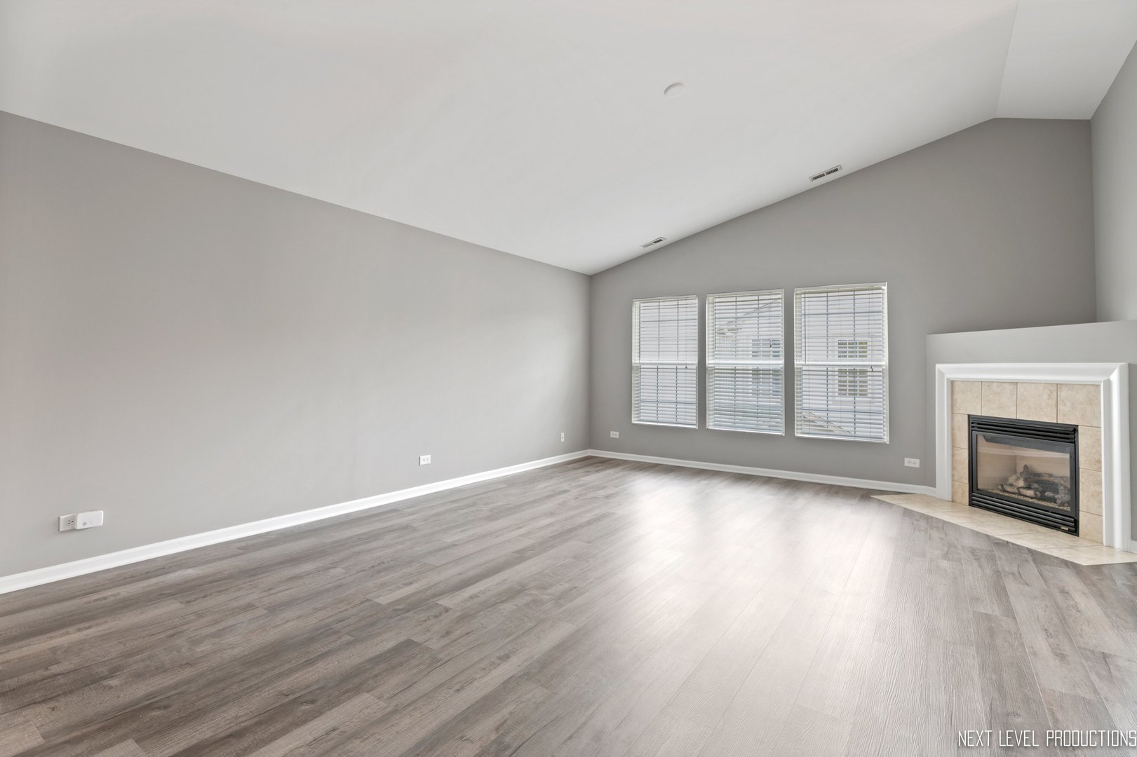 533 Metropolitan Street Aurora, IL 60502 - Photo 2 of 18 a view of an empty room with wooden floor fireplace and a window