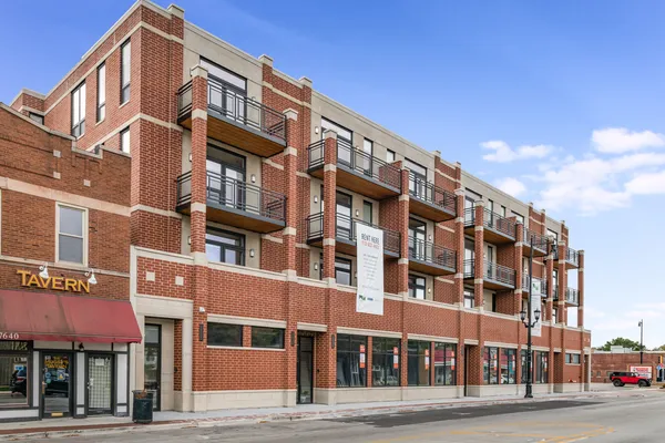 a front view of a building