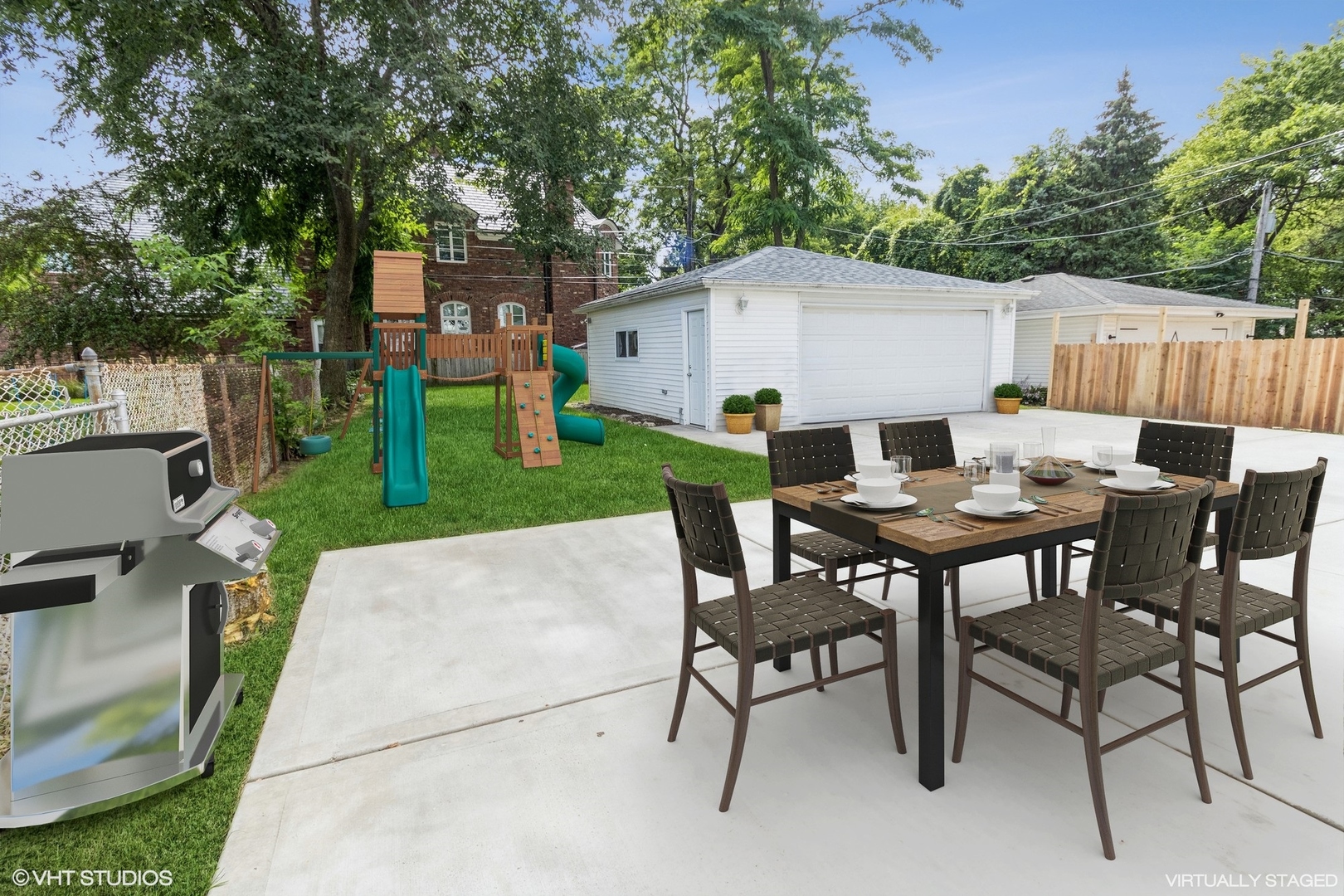1621 West Talcott Road Park Ridge, IL 60068 - Photo 3 of 26 a view of a backyard with table and chairs and wooden fence