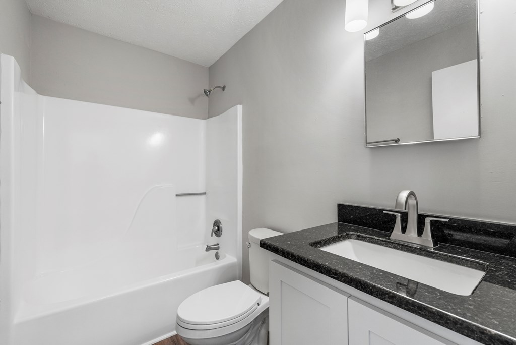 19110 Ga Highway Shiloh, GA 31826 - Photo 12 of 15 a bathroom with a granite countertop sink a toilet and shower