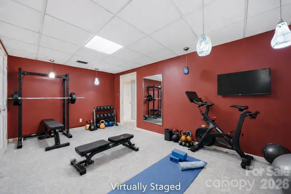 a view of a room with gym equipment