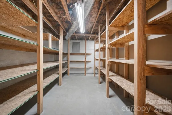 a view of closet with empty racks