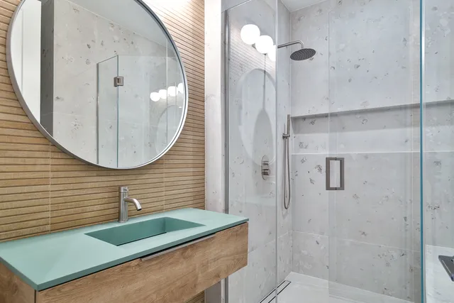 a bathroom with a shower