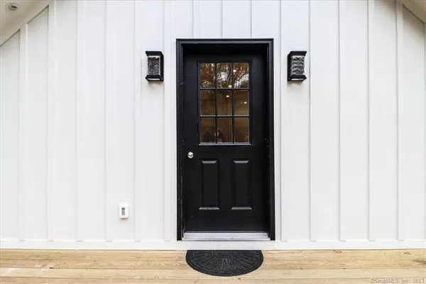 a view of an entrance door