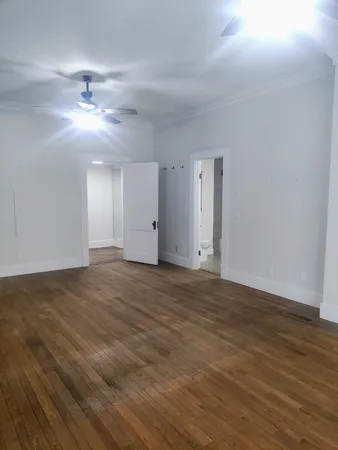 a view of an empty walk in closet