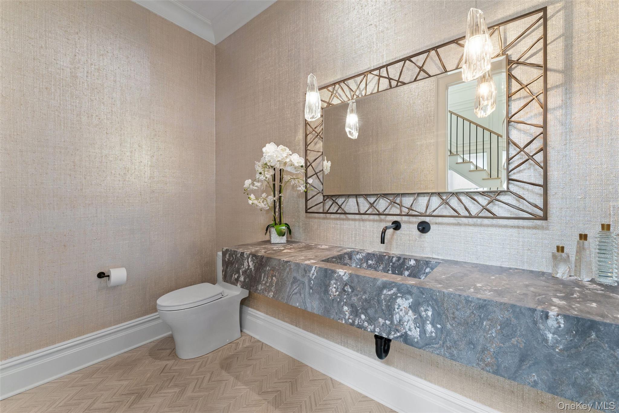 17 Oxford Road Scarsdale, NY 10583 - Photo 17 of 49 Powder room with custom floating vanity