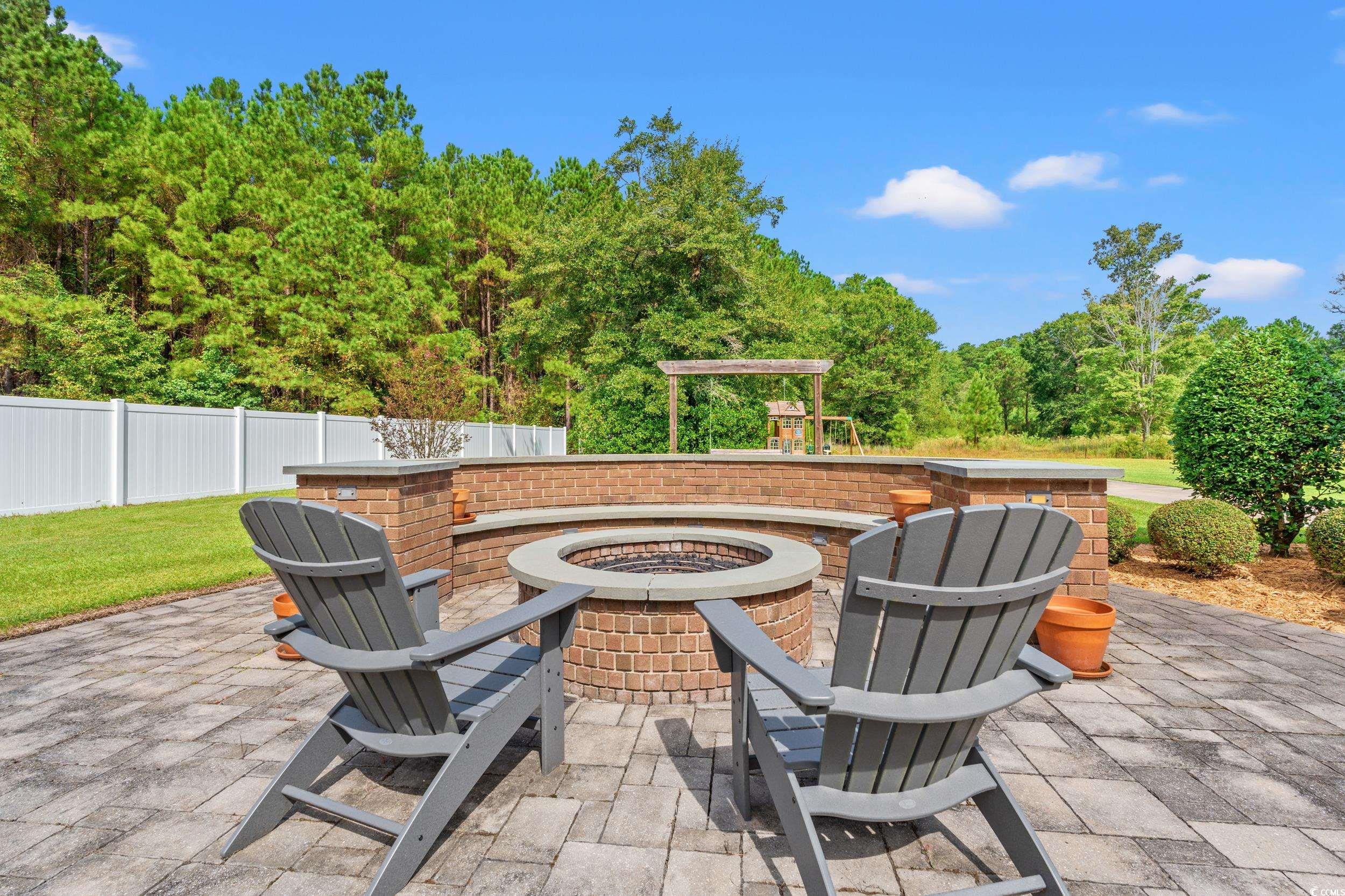 3609 Long Ave Extension Conway, SC 29526 - Photo 29 of 40 View of patio / terrace with a fire pit and a wooded view