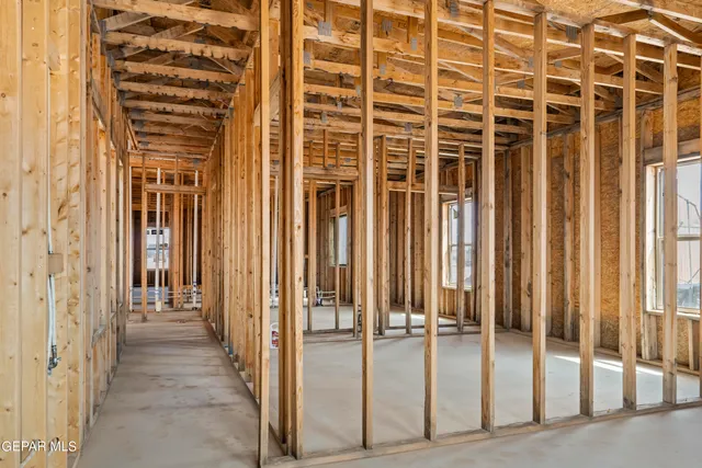 a view of a porch with a door