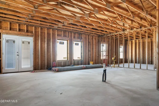 a view of a building with wooden floor