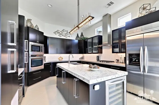 a kitchen with lots of counter top space