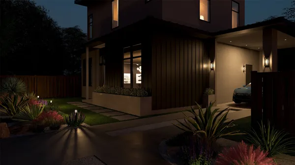 a front view of a house with garage