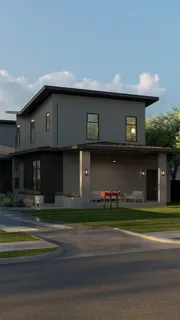 a house with palm tree in front of it