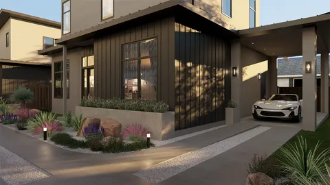 a view of a house with a cars park side of a road