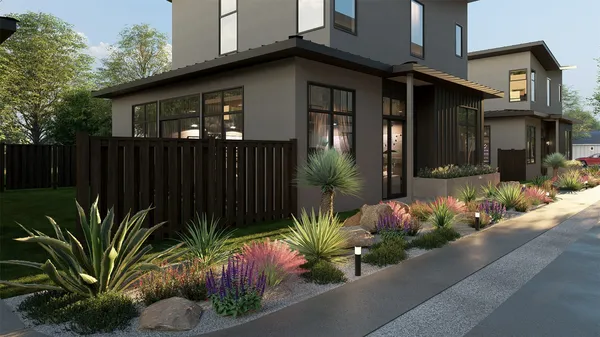 a house with trees in front of it