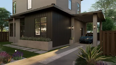 a view of a backyard with plants