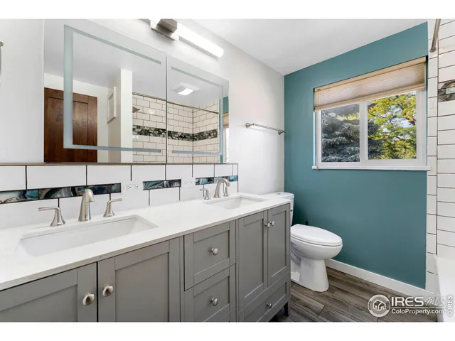 a bathroom with a sink toilet a mirror and vanity