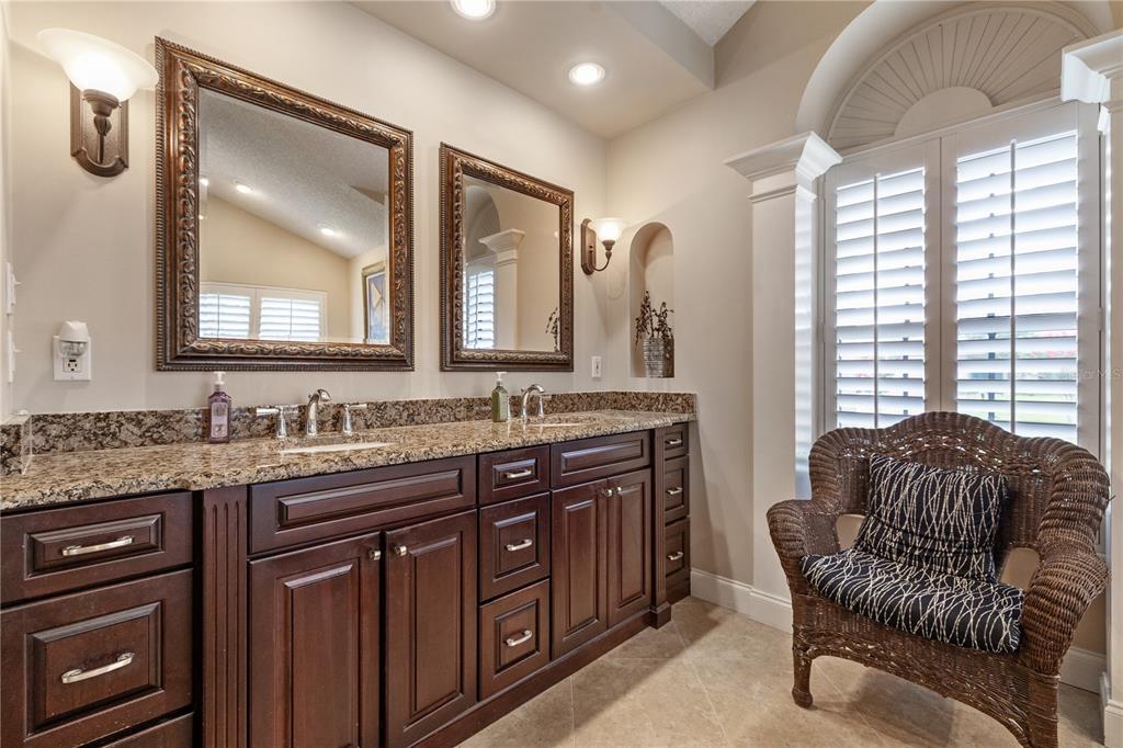 3372 Brian Road South Palm Harbor, FL 34685 - Photo 23 of 45 a spacious bathroom with a granite countertop sink and a mirror