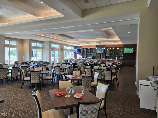 a view of a dining area with furniture