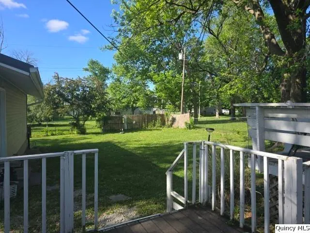a view of a park with large trees