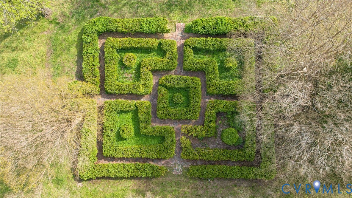 1685 Sweet Hall Road West Point, VA 23181 - Photo 8 of 47 This is an ariel view of the boxwood maze with bri