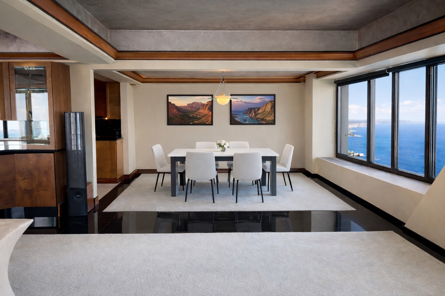 175 East Delaware Place, Unit 9007 Chicago, IL 60611 - Photo 14 of 27 a view of a dining room with furniture window and wooden floor