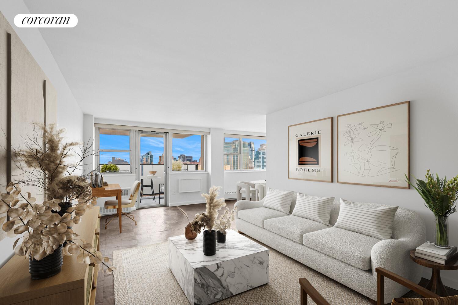 75 Henry Street, Unit 29H Brooklyn, NY 11201 - Photo 1 of 20 a living room with furniture and a couch
