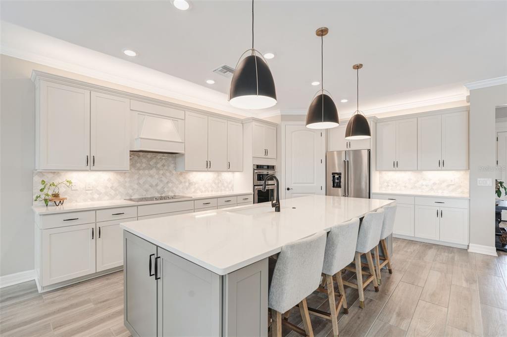 13303 Rinella Street Venice, FL 34293 - Photo 14 of 52 a kitchen with stainless steel appliances a stove a sink a center island and cabinets