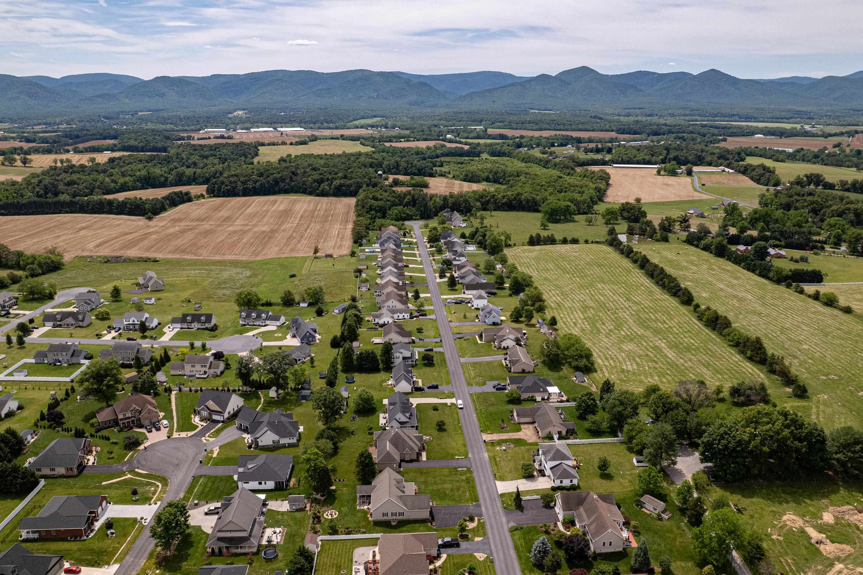 536 Three Leagues Road McGaheysville, VA 22840 - Photo 60 of 71 an aerial view of residential house with outdoor space and mountain view