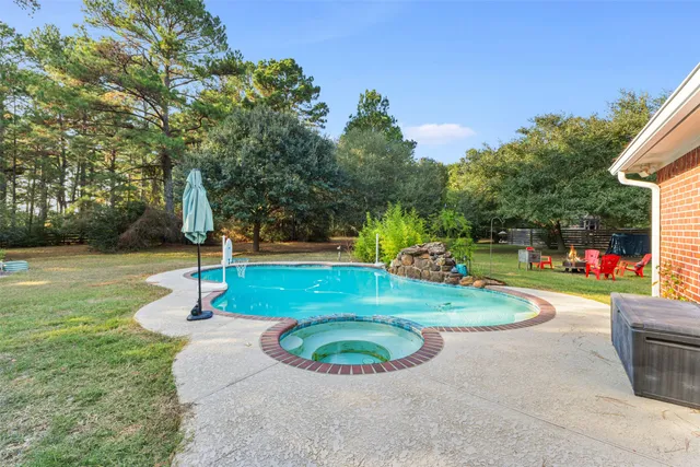 a view of a garden with a slide