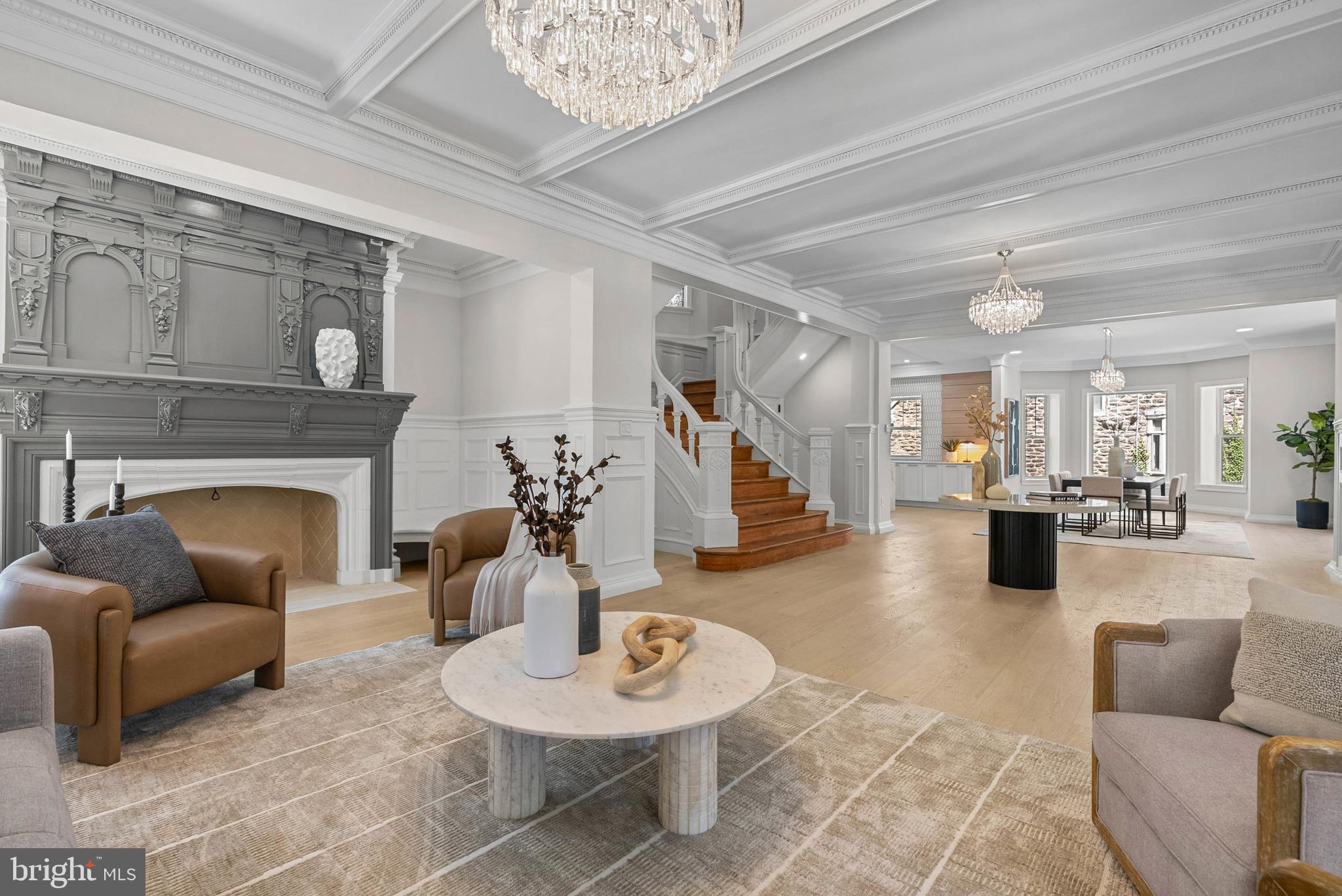 319 Pelham Road Philadelphia, PA 19119 - Photo 9 of 40 a living room with furniture and a fireplace